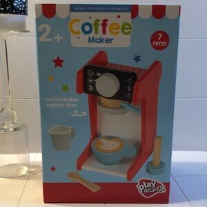Kids Brand New Coffee Maker Toy - Pretend Play Set 7 pc Wooden Set!